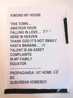 exotic kimonos set list